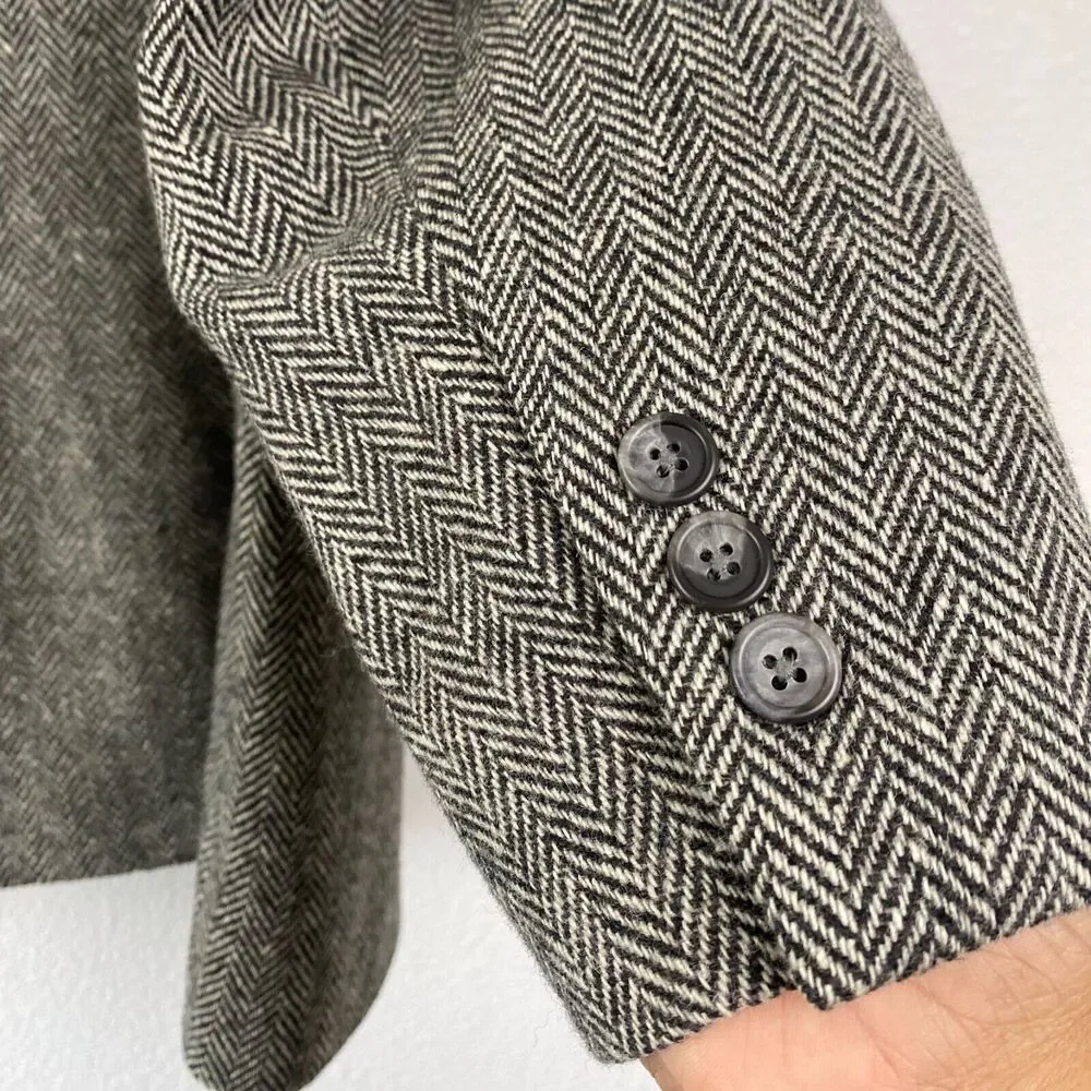 John Alexander Men’s Gray Tweed‎ Herringbone Wool Sport Coat Blazer Jacket 46R